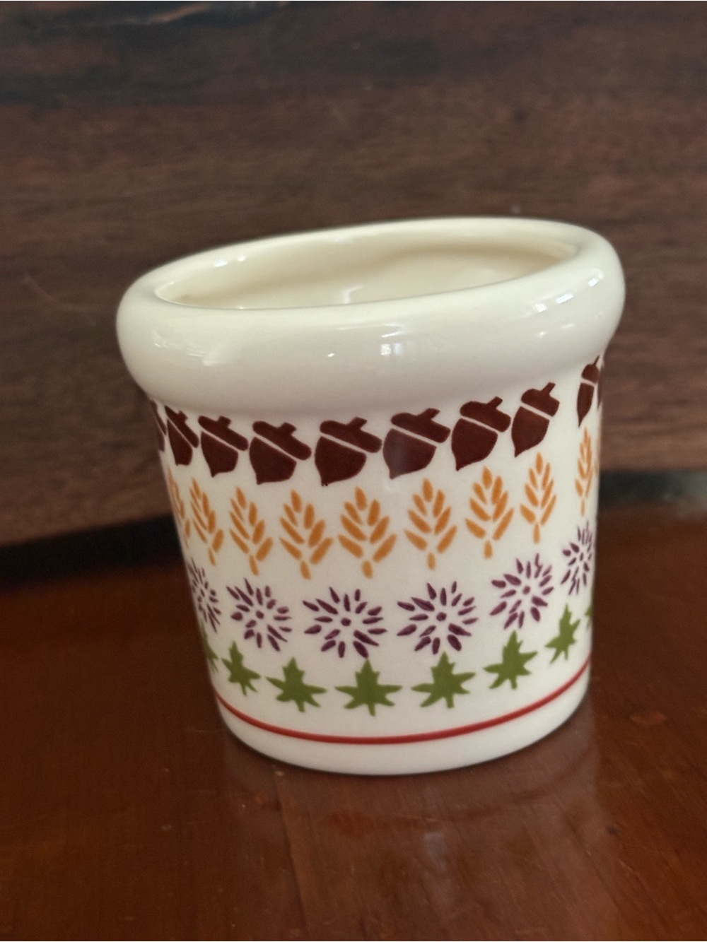 Yankee Candle Ceramic Votive/Tea Light Holder Small Country Acorns White